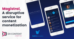 Título de Magistral, un servicio disruptivo para monetizar contenido. 3 pantallas de móvil con diferentes clases online y la certificación disponible