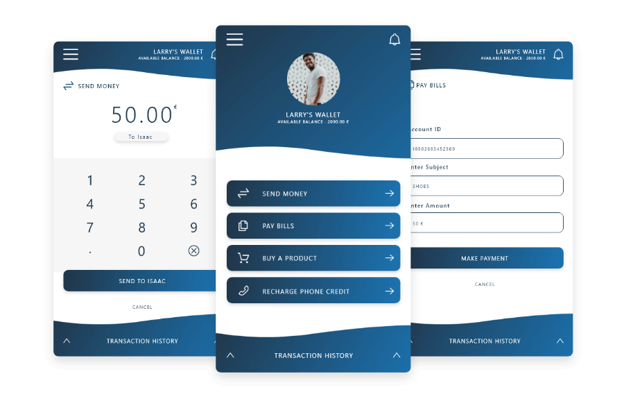 Screens of wallet service