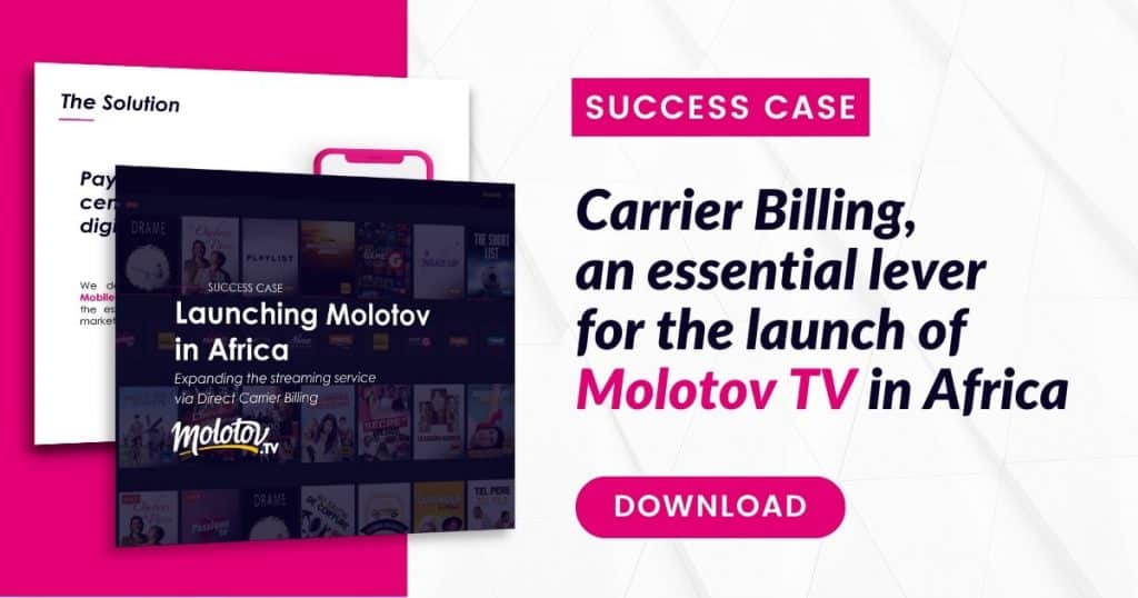 Digital Virgo poster about carrier billing and the launch of Molotov TV in Africa