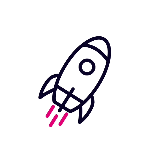 linear icon rocket bicolor pink black