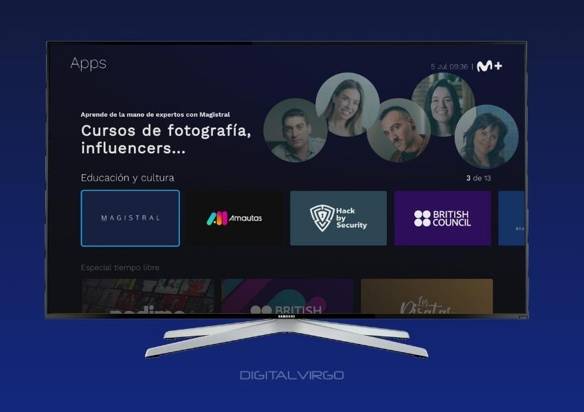 Pantalla televisión con portada de Magistral en Movistar Plus+