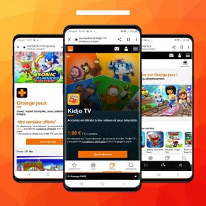 Screens of Orange jeux platform proposed by Digital Virgo