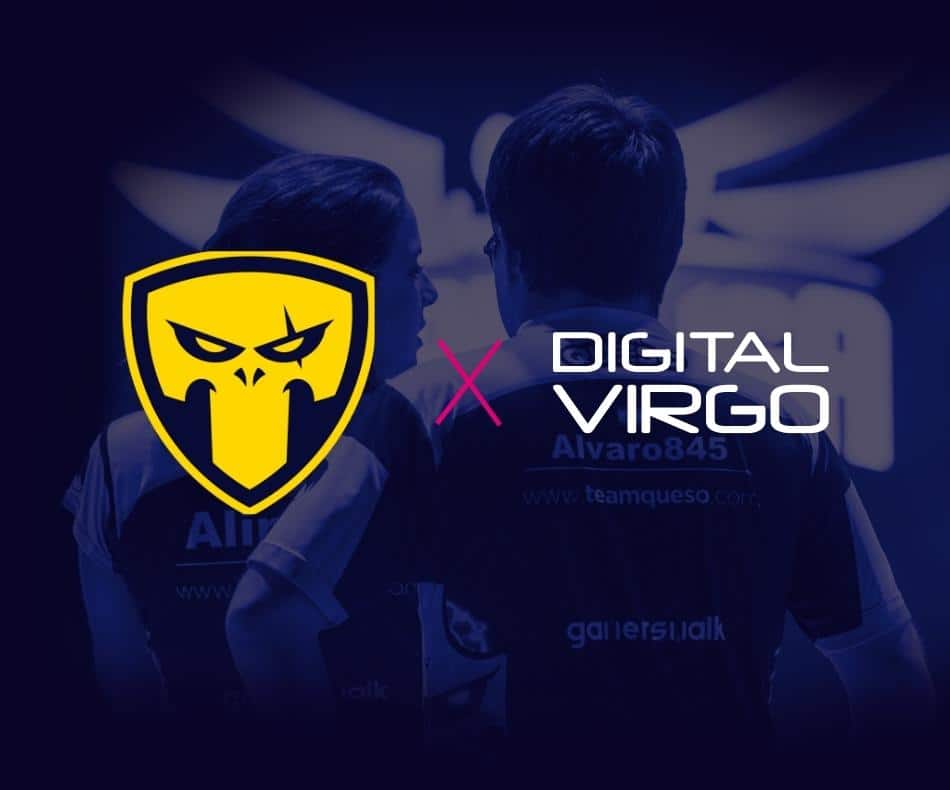 Digital Virgo and Team Queso logos with gaming background