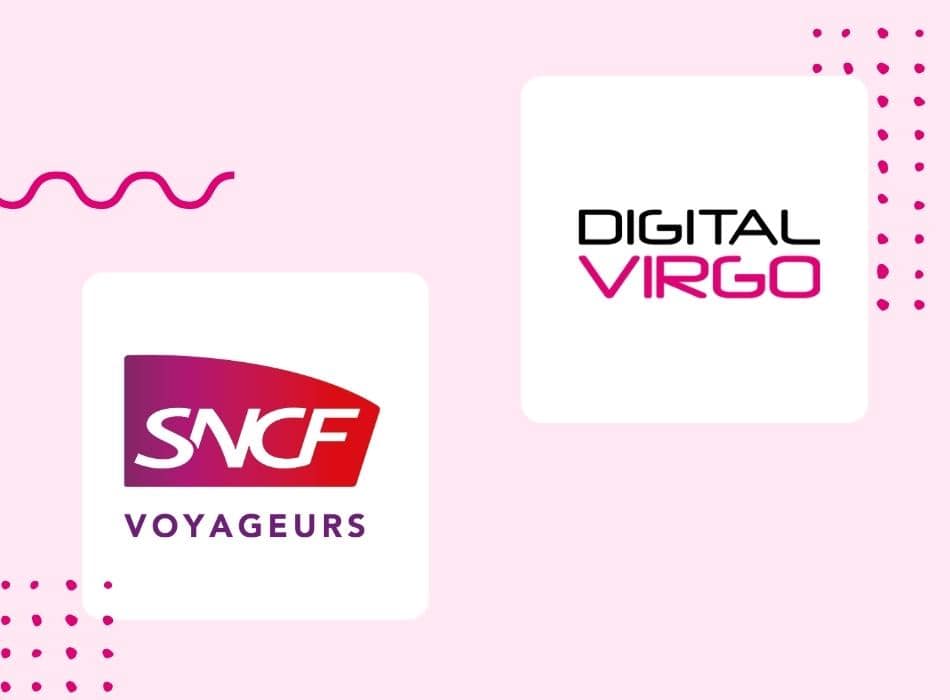 SNCF logo and Digital Virgo logo with a pink backgroung