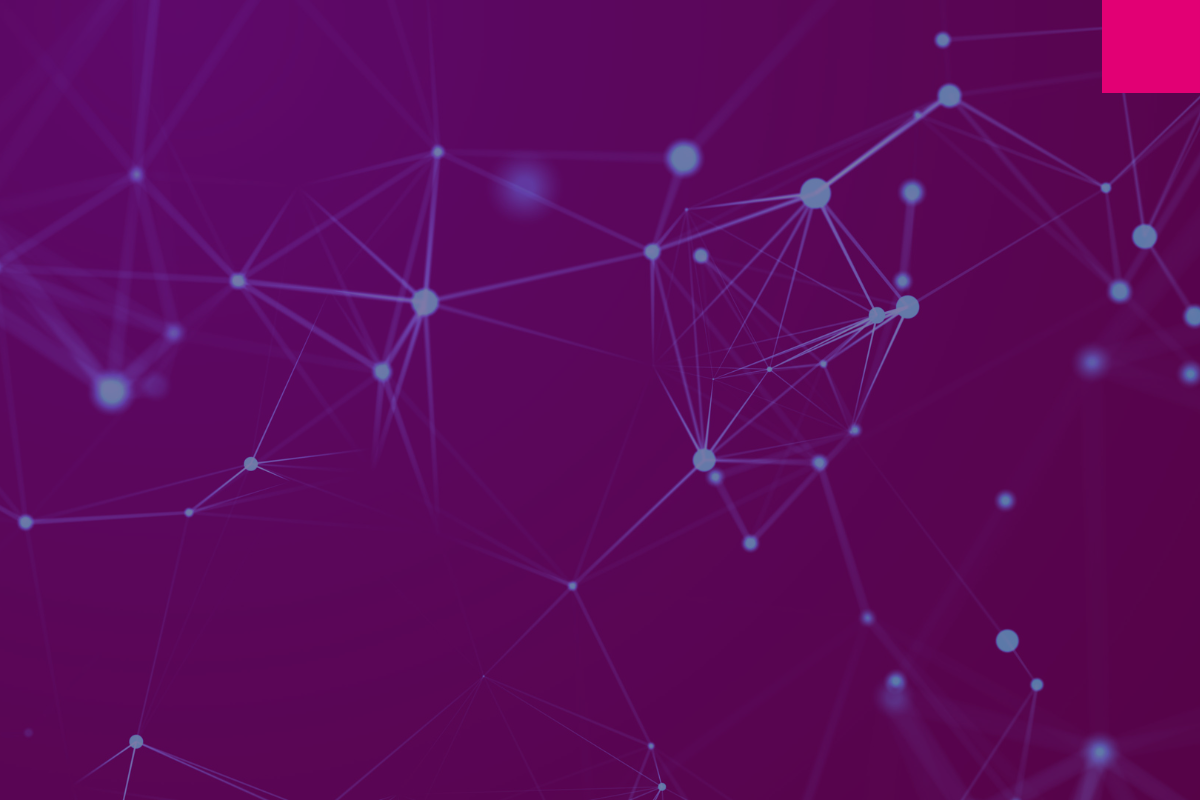 Neutral background with dots and lines to represent data connections