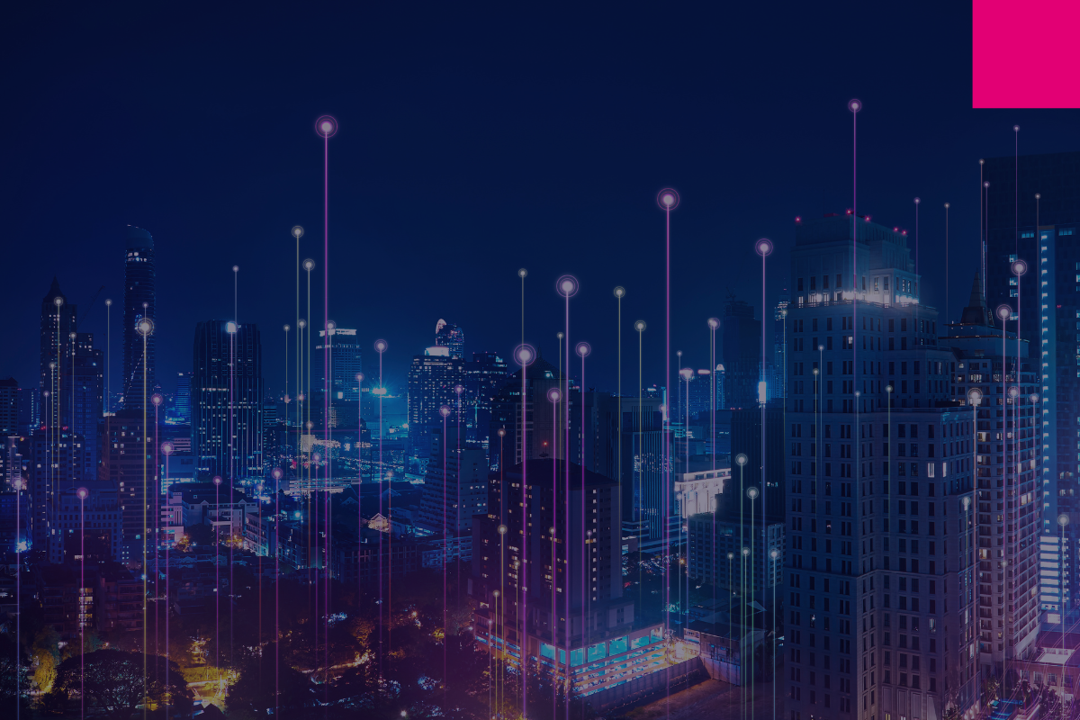 Futuristic city to illustrate the innovative technological ecosystem of Open Gateway